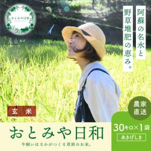 ふるさと納税 産山村 【先行予約・令和8年産新米】おとみや日和　阿蘇の名水と野草堆肥のめぐみ　玄米30kg