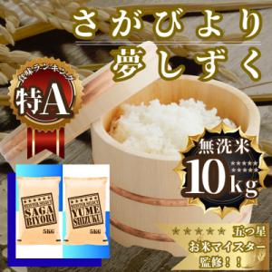 ふるさと納税 佐賀県 令和7年産【無洗米食べ比べ】さがびより5kg・夢しずく5kg(計10kg)【特A評価】(佐賀県)