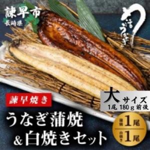 ふるさと納税 諫早市 【諫早淡水】  うなぎ蒲焼1尾&amp;白焼き1尾　大サイズ(1尾180g前後)