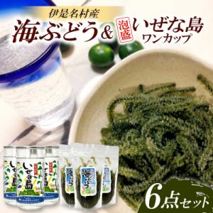 ふるさと納税 伊是名村 伊是名島産海ぶどう3袋&amp;泡盛いぜな島ワンカップ3本セット