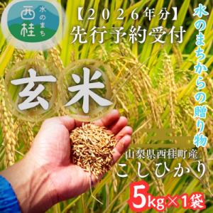 ふるさと納税 西桂町 【先行予約受付】山梨県西桂町産 富士山麓「水のまち」の令和8年産こしひかり玄米5kg×1袋