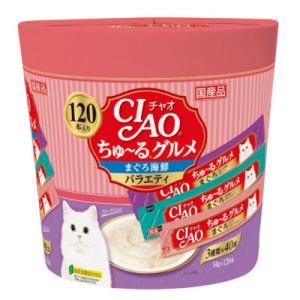 ふるさと納税 静岡市 いなば　猫・CIAOちゅ〜るグルメ　まぐろ海鮮バラエティ　(14g×120本)×4箱