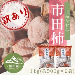 ふるさと納税 長野県 【南信州産】市田柿　訳あり　約1kg(約500g×2袋)