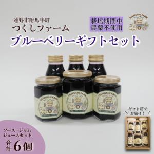 ふるさと納税 遠野市 ブルーベリージュース&amp;ジャム&amp;ソース 合計6個セット 栽培期間中農薬不使用 つ...