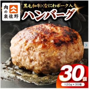 ふるさと納税 泉佐野市 肉の泉佐野 ハンバーグ 30個(合計3.6kg)黒毛和牛×なにわポーク入り