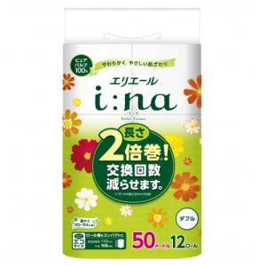 ふるさと納税 行田市 【ダブル】エリエール i:na(イーナ)トイレットティシュー　2倍巻き　12ロール×6パック