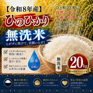ふるさと納税 玉名市 【令和8年産】熊本県産 ひのひかり 無洗米 20kg