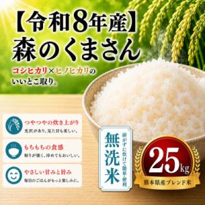 ふるさと納税 玉名市 【令和8年産】熊本県産 森のくまさん 無洗米 25kg