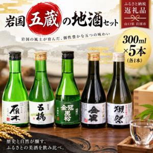 ふるさと納税 岩国市 岩国五蔵の地酒セット( 雁木・五橋 ・金冠黒松 ・金雀・獺祭 ) 300ml×...