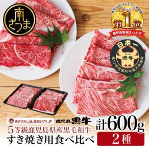 ふるさと納税 南さつま市 【鹿児島黒牛】JA食肉かごしま 黒毛和牛 5等級 すきやき用600g 黒毛...
