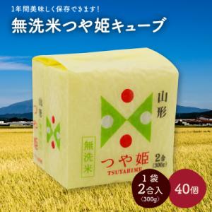 ふるさと納税 上山市 R7年産 無洗 米 つや姫 キューブ 2合 40個 12kg 小分け 山形 真空 0059-2510