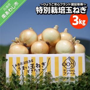 ふるさと納税 南あわじ市 ＼うまい玉ねぎできたでー/ ケンちゃんファームの特別栽培玉ねぎ3kg 〜ひょうご安心ブランド認証取得