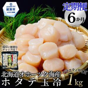 ふるさと納税 紋別市 【定期便6か月】北海道オホーツク海産ホタテ玉冷大(1kg)×6回