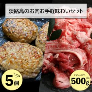 ふるさと納税 淡路市 淡路島のお肉お手軽味わいセット(ハンバーグと淡路牛切り落とし)　an07816