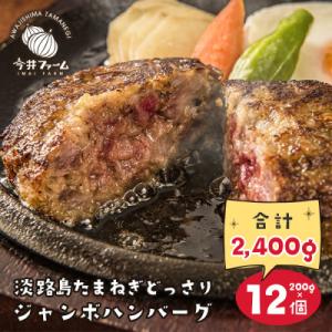 ふるさと納税 淡路市 淡路島たまねぎどっさりジャンボハンバーグ 200g×12個　ai01763