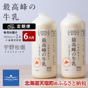 ふるさと納税 天塩町 【定期便 6ヶ月】 最高峰の牛乳 2本(900ml×2本) お楽しみ おまけ付...
