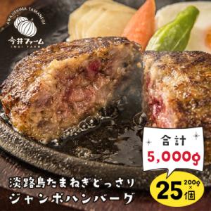 ふるさと納税 淡路市 淡路島たまねぎどっさりジャンボハンバーグ200g×25個　ai01767