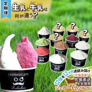 ふるさと納税 新ひだか町 <12ヶ月定期便>北海道産 生乳 ジェラート アイス 毎月12個 詰め合わせ ジェラートセット