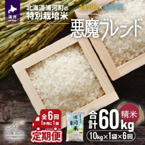 ふるさと納税 浦河町 北海道浦河町の特別栽培米「悪魔ブレンド」精米(10kg×1袋)定期便(全6回)...