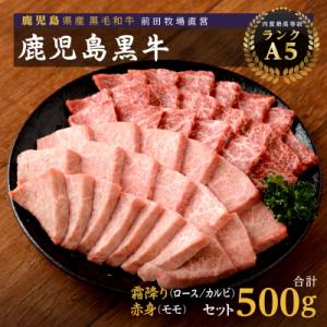 ふるさと納税 大崎町 鹿児島県産黒毛和牛　霜降(ロース・カルビ)赤身(モモ)焼き肉用　500g