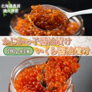 ふるさと納税 豊浦町 かじかの子 醤油漬 &amp; イクラ 醤油漬 手作り 180g×各1 北海道 豊浦 ...