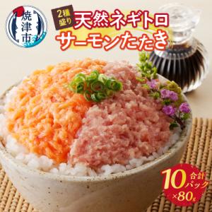 ふるさと納税 焼津市 天然ネギトロ&amp;サーモンたたき 2種盛り(80g×10パック)(a10-1053...