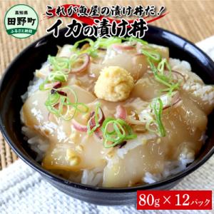 ふるさと納税 田野町 【四国一小さなまち】これが魚屋の漬け丼だ!〜イカ〜 80g×12P
