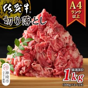 ふるさと納税 神埼市 【A4〜A5】佐賀牛切り落とし 1kg(500g×2P)(H112285)