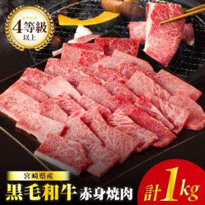 ふるさと納税 都農町 ≪肉質等級4等級以上≫宮崎県産黒毛和牛赤身焼肉(計1kg) 肉 牛 牛肉 国産...