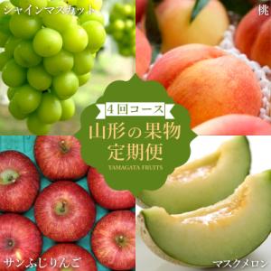 ふるさと納税 長井市 【2026年発送】【定期便4回】山形旬の果物4選(メロン桃シャインマスカットり...