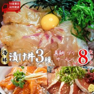 ふるさと納税 愛南町 海鮮漬け丼 厳選 3種 8食 セット 真鯛 ブリ サーモン 南予ビージョイ