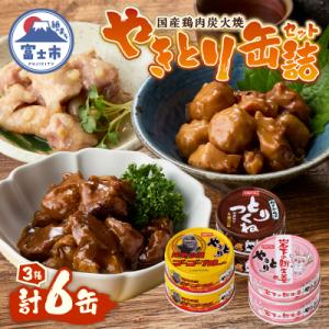 ふるさと納税 富士市 やきとり缶詰ゴーゴーカレーとりつくね岩下の新生姜(R)3種×2 6缶セット [sf001-274]