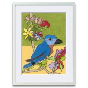 ふるさと納税 渋谷区 アート作品「りんごの花とルリビタキ」(大) 【169015】