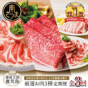 ふるさと納税 南さつま市 【 定期便 】 畜産王国 鹿児島の厳選 お肉 3種(全3回)  牛肉 豚肉...