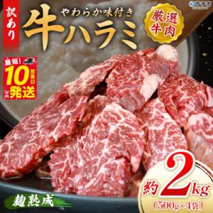 ふるさと納税 西予市 <やわらか味付き 牛ハラミ約2kg> 麹熟成 こうじ 訳あり 牛肉 肉 はらみ...