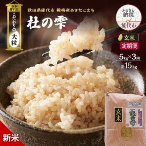 ふるさと納税 能代市 先行予約 新米 玄米 定期便3ヶ月 あきたこまち 5kg 計15kg [No.5335-1507]
