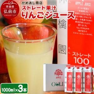 ふるさと納税 弘前市 りんごジュース ストレート果汁【林檎園】1000ml×3本 紙パック|24_c...