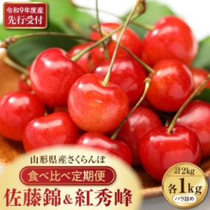 ふるさと納税 河北町 【令和9年産】 さくらんぼ食べ比べ2回定期便  「佐藤錦」と「紅秀峰」各1kg...