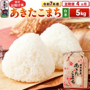 ふるさと納税 男鹿市 《定期便4ヶ月》令和7年産 【白米】家計お助け米 あきたこまち 5kg|23_kml-010504