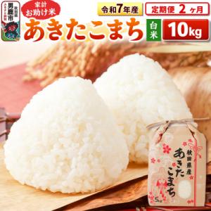 ふるさと納税 男鹿市 《定期便2ヶ月》令和7年産 【白米】家計お助け米 あきたこまち 10kg|23_kml-011002