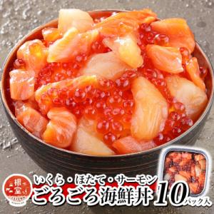 ふるさと納税 根室市 いくら・ほたて・サーモンのごろごろ海鮮丼×10P F-81003