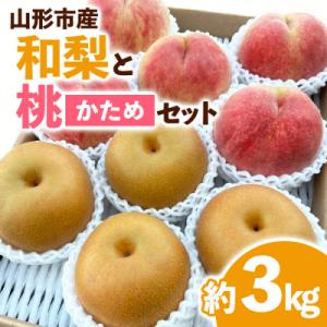 ふるさと納税 山形市 山形市産 和梨と桃[かため]セット 約3kg 【令和8年産先行予約】FS24-586