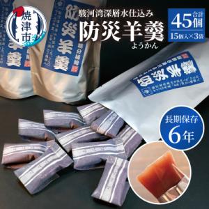 ふるさと納税 焼津市 災害 備蓄 6年保存 羊羹 3袋45個 防災 保存食 非常食 菓子 焼津(a1...