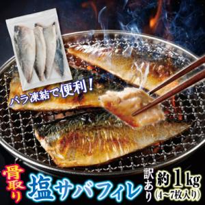 ふるさと納税 普代村 【訳あり】 三陸産 骨取り 塩サバ フィレ 半身 約1kg(4〜7枚入り) 冷...