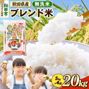 ふるさと納税 秋田市 ブレンド米【無洗米】秋田県産 20kg 5kg×4袋|15_zna-032001m