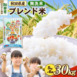 ふるさと納税 秋田市 ブレンド米【無洗米】秋田県産 30kg 5kg×6袋|15_zna-033001m