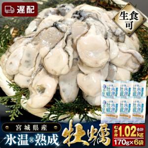 ふるさと納税 石巻市 【遅配】氷温熟成かき 生食用 冷凍170g×6袋 約1kg むき身 まるたか水...