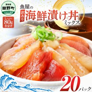 ふるさと納税 田野町 【四国一小さなまち】これが魚屋の漬け丼だ!〜海鮮ミックス〜80g×20パック