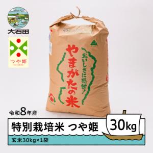 ふるさと納税 大石田町 【2027年1月上旬発送】 新米 米 つや姫 30kg 玄米 令和8年産 特別栽培米