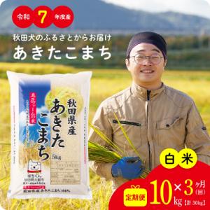 ふるさと納税 大館市 【定期便3ヶ月】令和7年産秋田県産あきたこまち(白米)10kg
